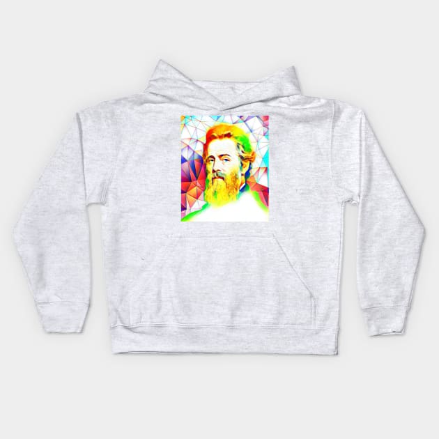 Herman Melville Colourful Portrait | Herman Melville Artwork 12 Kids Hoodie by JustLit